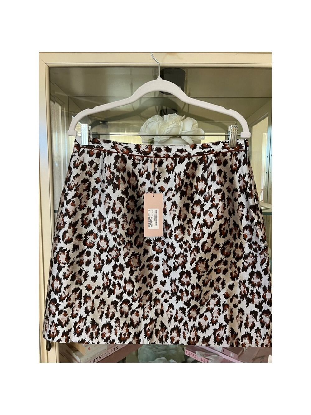 NWT Christopher Kane Leopard Print Mini Skirt Size 10 White Brown